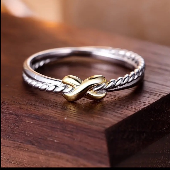 New! Twisted Cable Crossover Ring in Gold & Sterling Silver - Picture 2 of 2